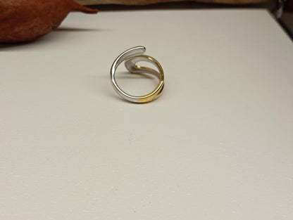 Modern adjustable stainless steel waterproof hypoallergenic 18K gold plated asymmetric open finger ring trendy fashion, gift for girlfriend