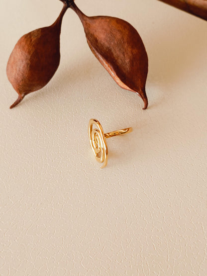 Gold Spiral Open Ring Adjustable  Stainless Steel Statement Ring, Bold Modern Jewelry Gift for Her
