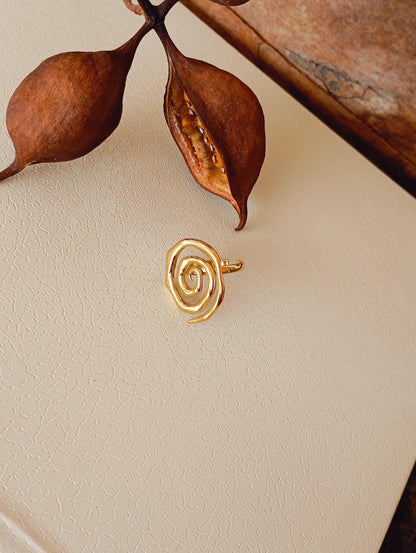Gold Spiral Open Ring Adjustable  Stainless Steel Statement Ring, Bold Modern Jewelry Gift for Her