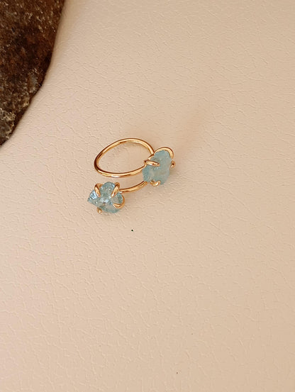 Aquamarine adjustable  finger ring, raw gemstone, Reiki, fashion dainty elegant, wedding, gift for women, healing protection stone,mascot