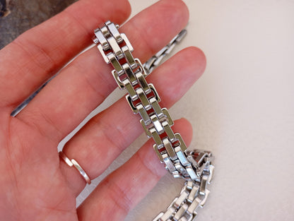 Men’s Stainless Steel Link Bracelet – Watchband Style Thick Chain