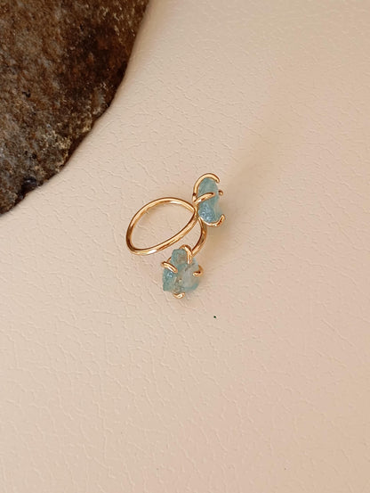 Aquamarine adjustable  finger ring, raw gemstone, Reiki, fashion dainty elegant, wedding, gift for women, healing protection stone,mascot