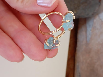 Aquamarine adjustable  finger ring, raw gemstone, Reiki, fashion dainty elegant, wedding, gift for women, healing protection stone,mascot