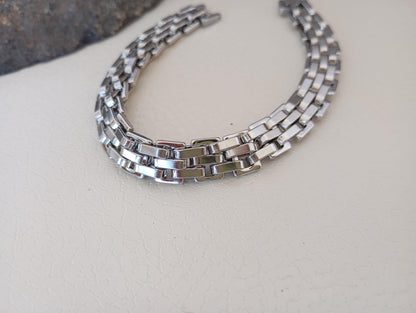 Men’s Stainless Steel Link Bracelet – Watchband Style Thick Chain