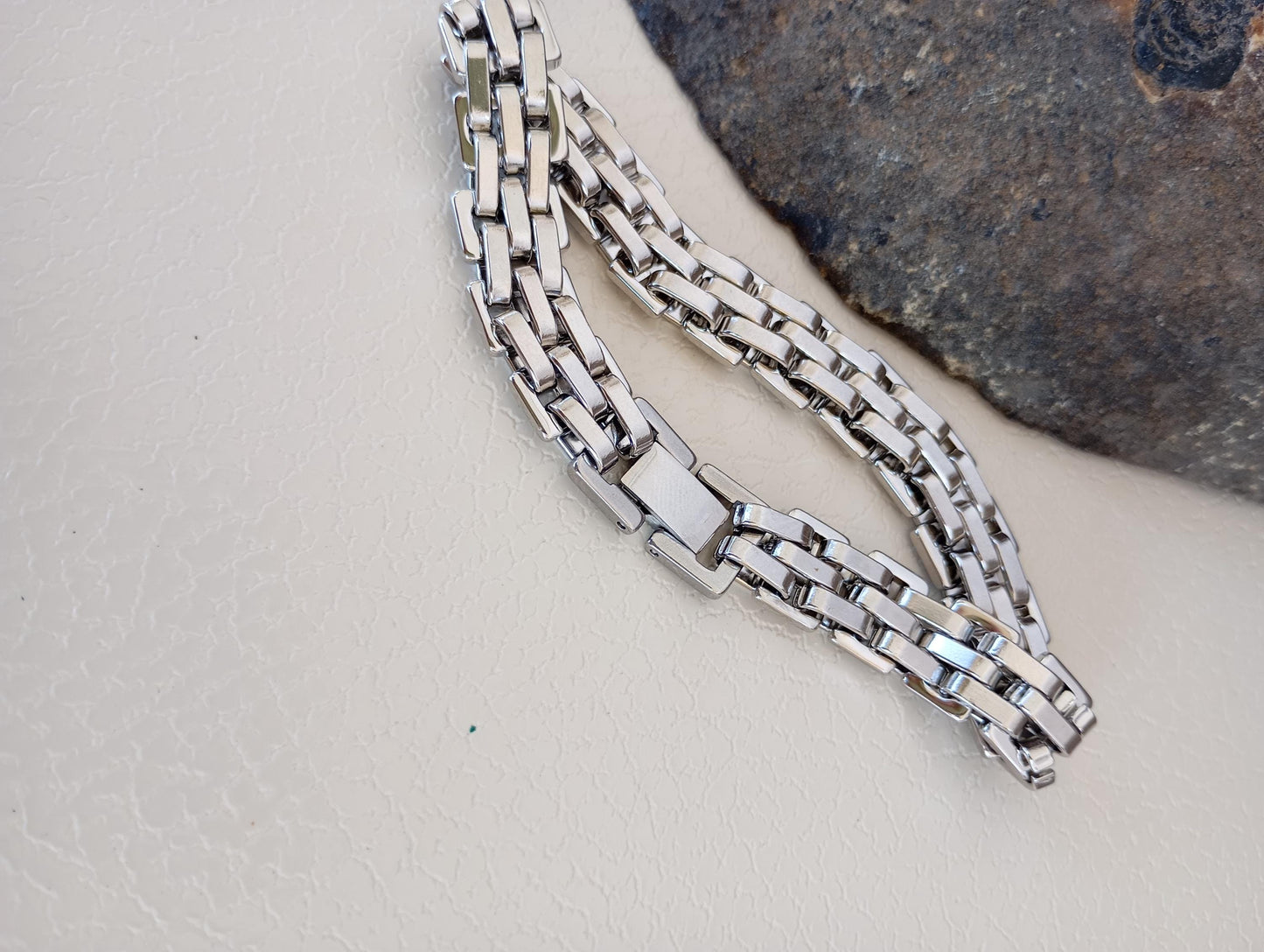 Men’s Stainless Steel Link Bracelet – Watchband Style Thick Chain