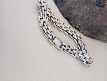 Men’s Stainless Steel Link Bracelet – Watchband Style Thick Chain