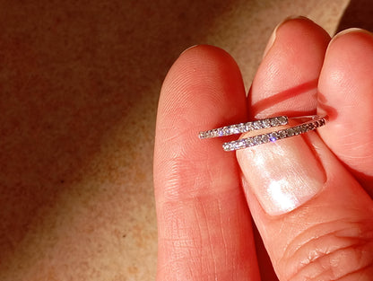 925 Sterling Silver Spiral Ring – Adjustable Open Band with Cubic Zirconia – Dainty Minimalist Wrap Ring – Elegant Gift for Her