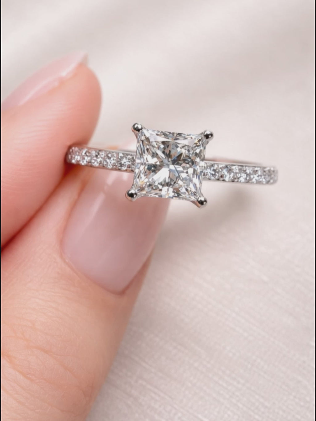 Princess Cut 2 CT Moissanite in Sterling Silver Ring | SEÓRA