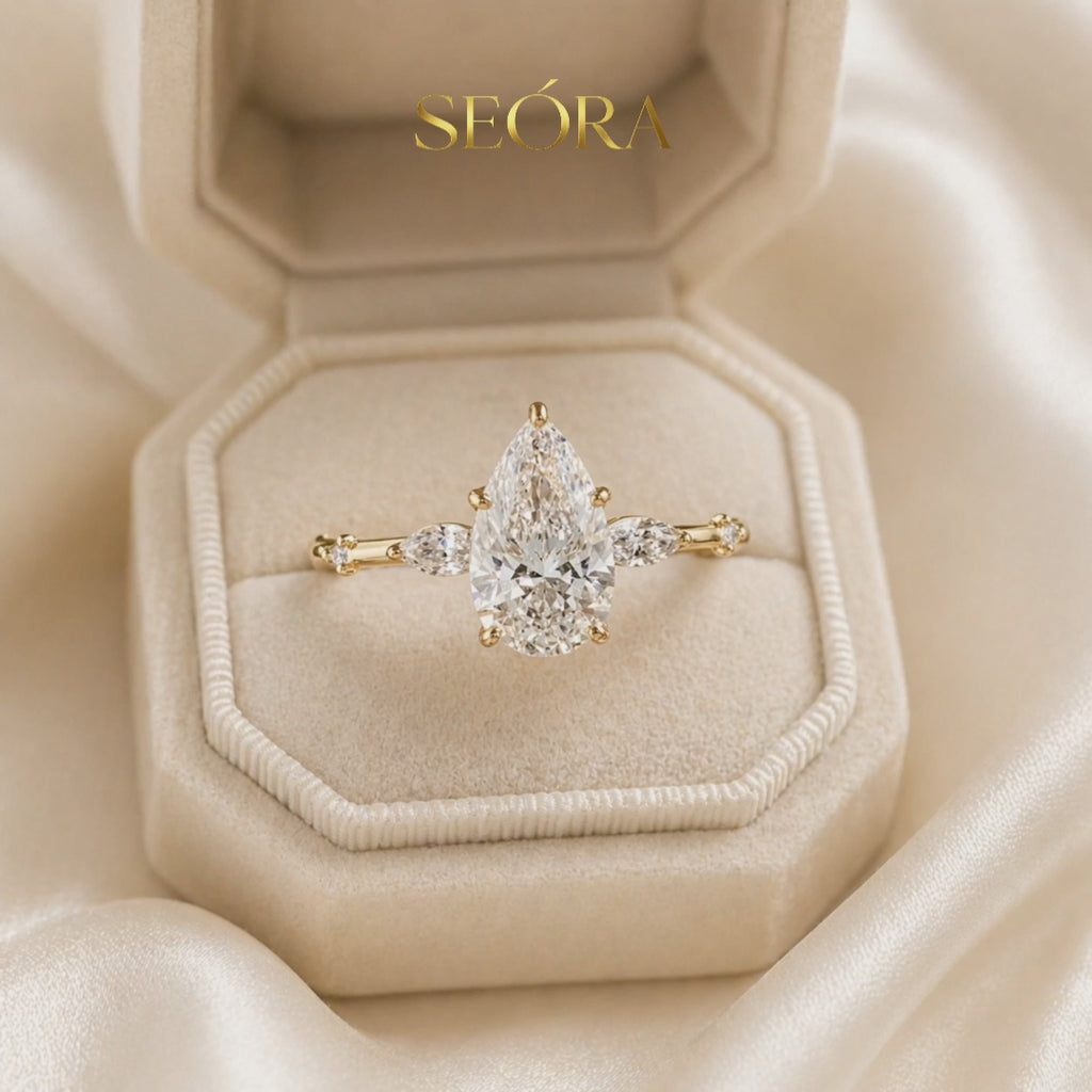 Pear Moissanite Ring 2CT in 18K Gold – Engagement Ring | SEÓRA