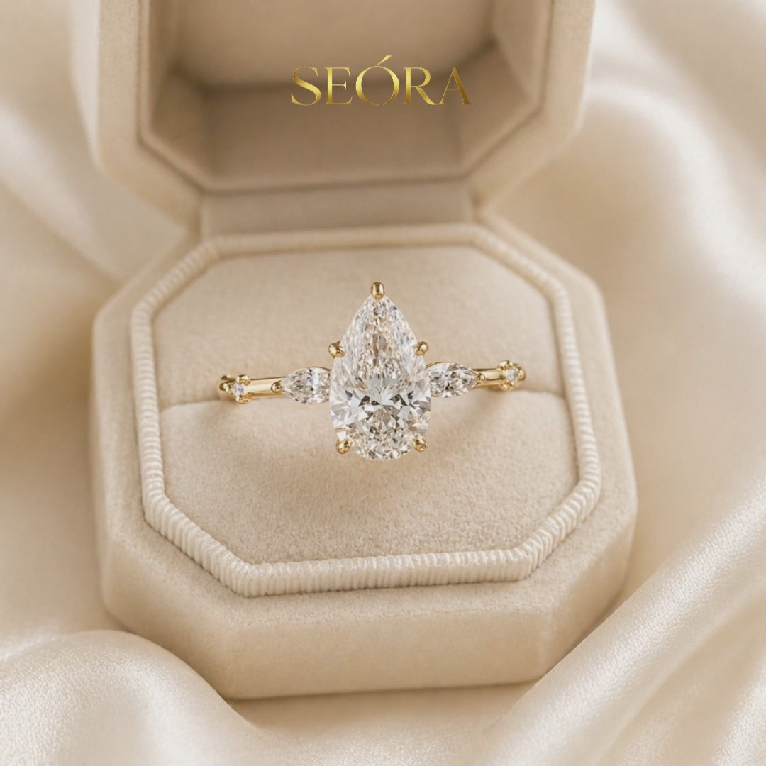 Pear Moissanite Ring 2CT in 18K Gold – Engagement Ring | SEÓRA