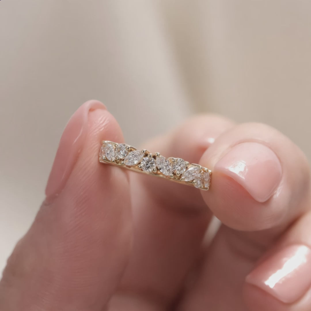 Marquise & Round Moissanite Half Eternity Ring – Silver |SEÓRA