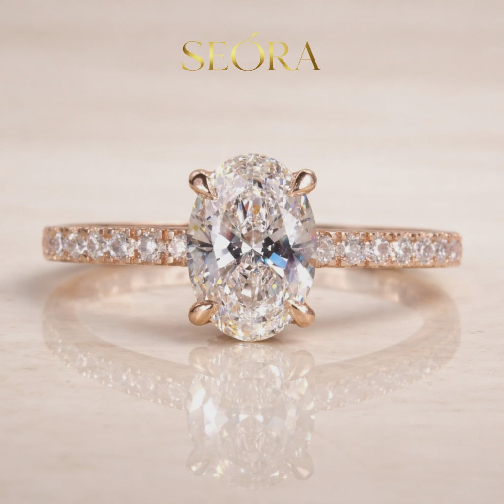 Oval Cut 2CT Moissanite in 18K Gold Ring | SEÓRA