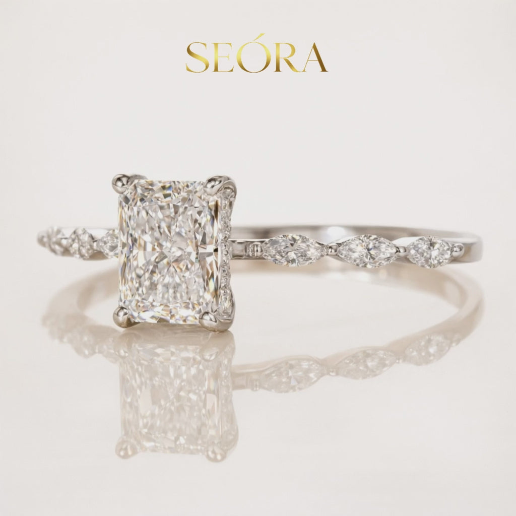 Radiant Cut 1Ct Moissanite Ring in 14K Gold | SEÓRA