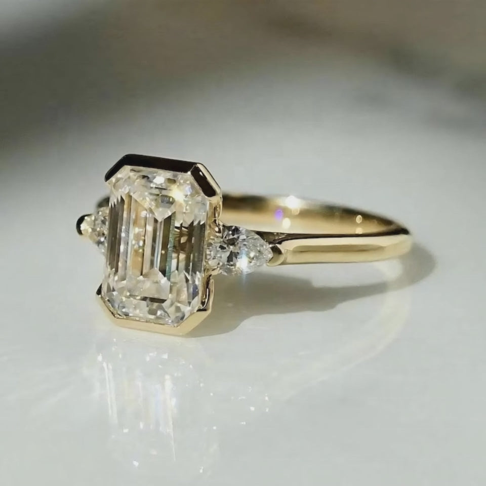 Emerald Cut 2CT Moissanite Gold Plated Sterling Silver Ring | SEÓRA
