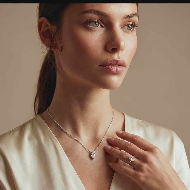 Marquise Cut Moissanite Necklace in Sterling Silver | SEÓRA