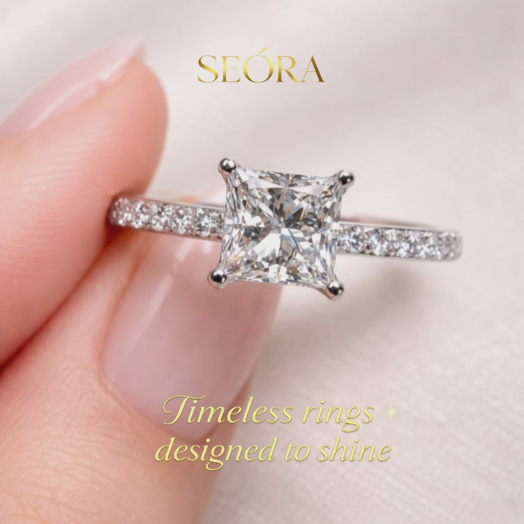 Princess Cut 2CT Moissanite 18K in Gold Ring | SEÓRA