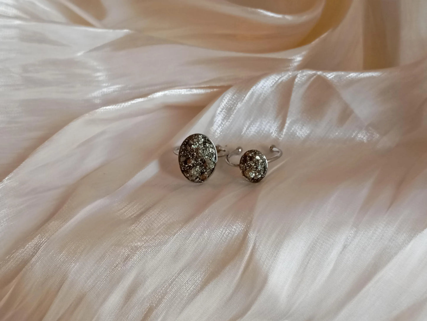 Raw Pyrite Adjustable Ring – Gold Plated Oval Boho Statement Ring