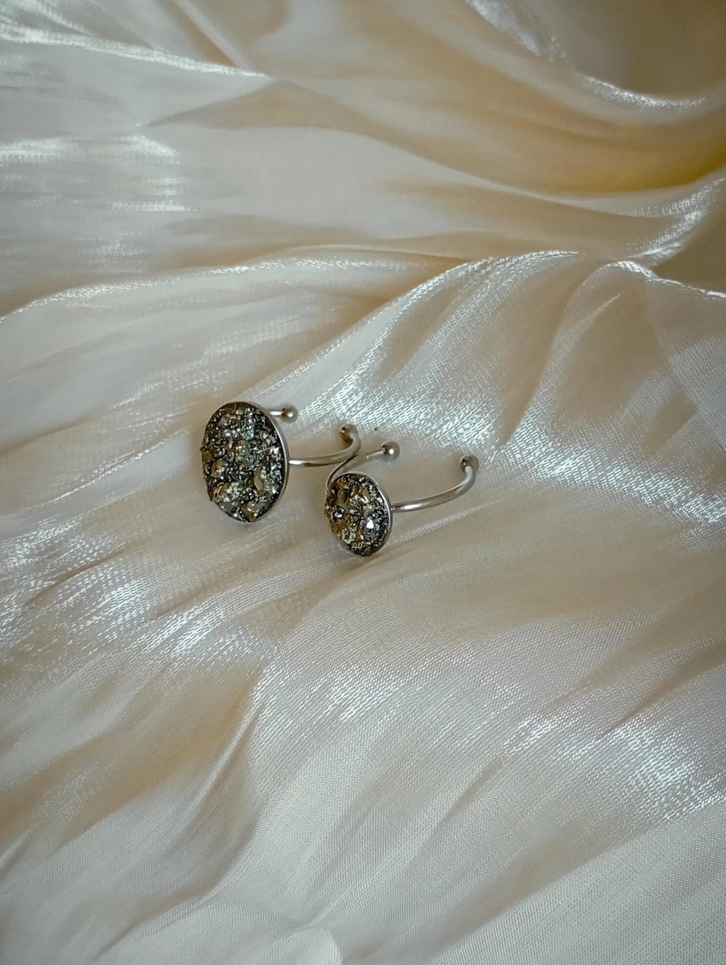 Raw Pyrite Adjustable Ring – Gold Plated Oval Boho Statement Ring