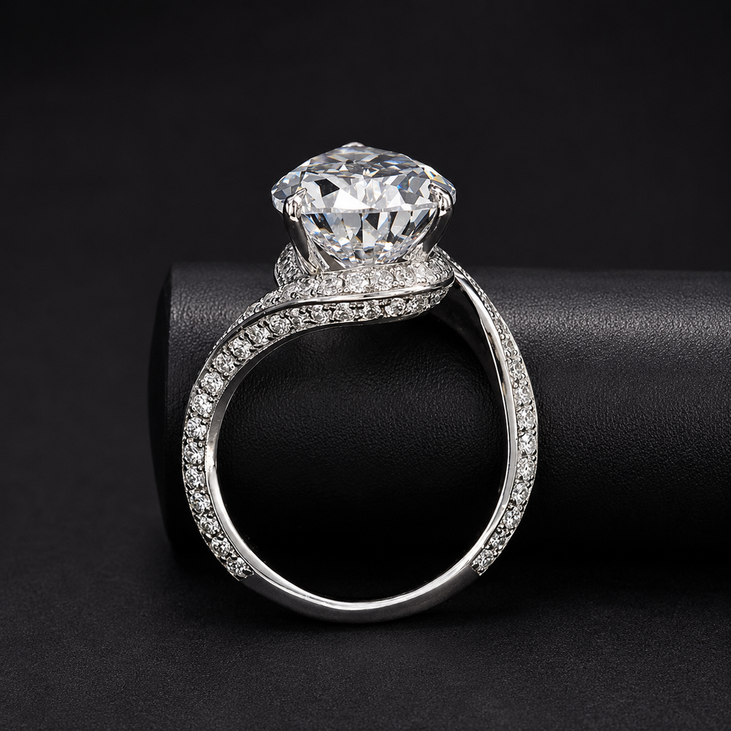 Pear Cut Halo Moissanite Ring –  Gold Band | SEÓRA