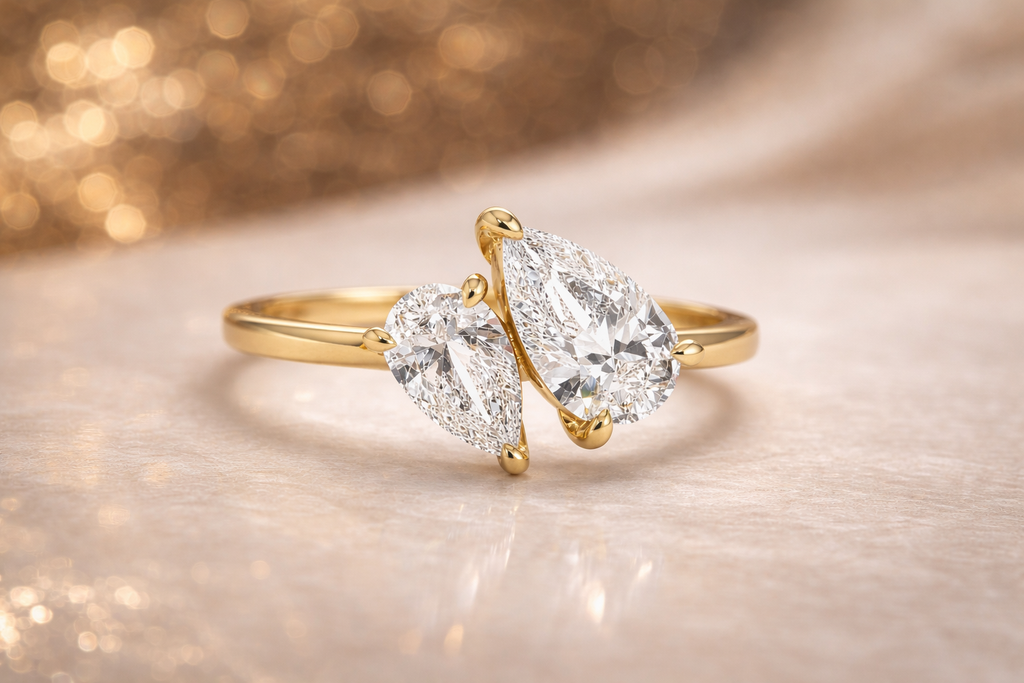 Double Pear Moissanite Ring in Sterling Silver | SEÓRA