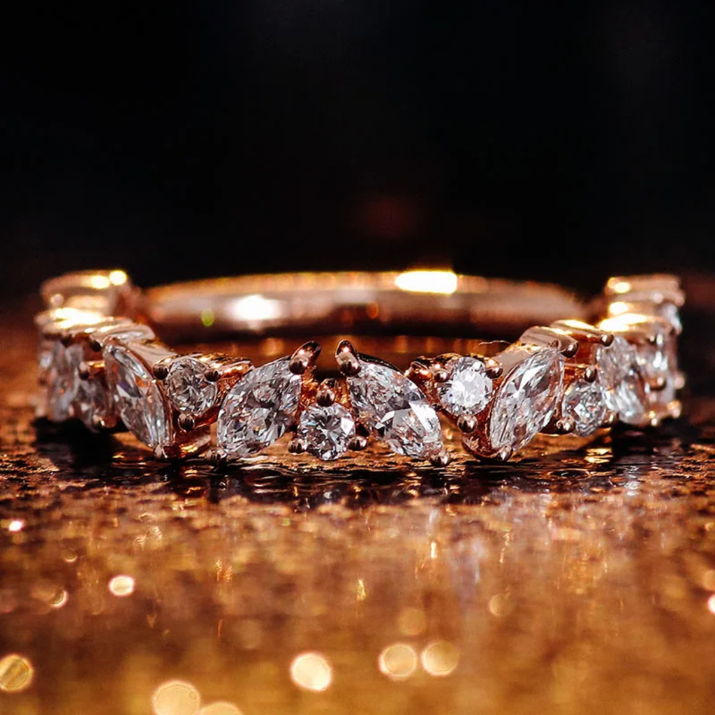 Marquise & Round Lab Diamond Half Eternity Ring –  Gold | SEÓRA