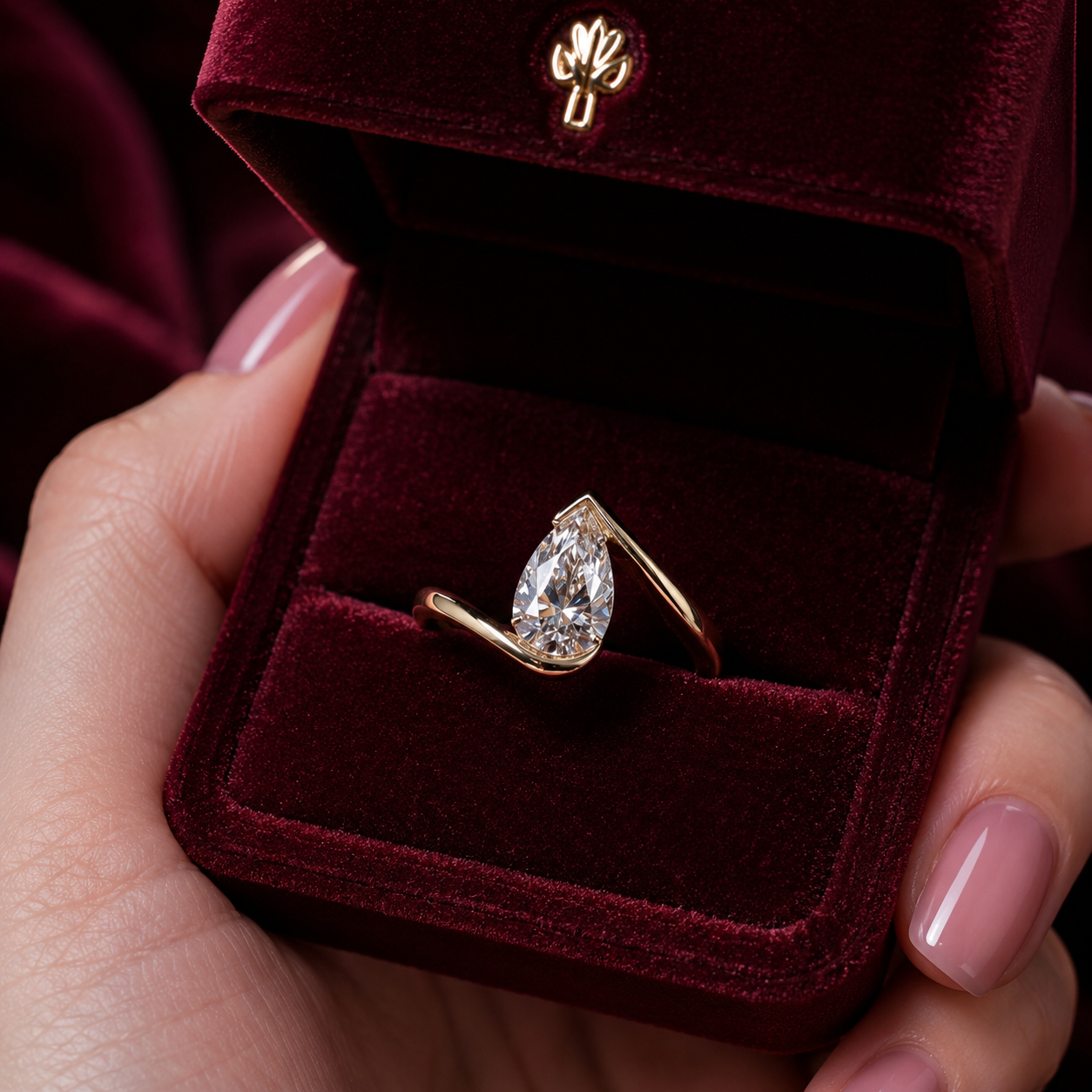 Pear Cut Moissanite Ring in 18K Gold, Open Wrap Engagement Ring | SEÓRA