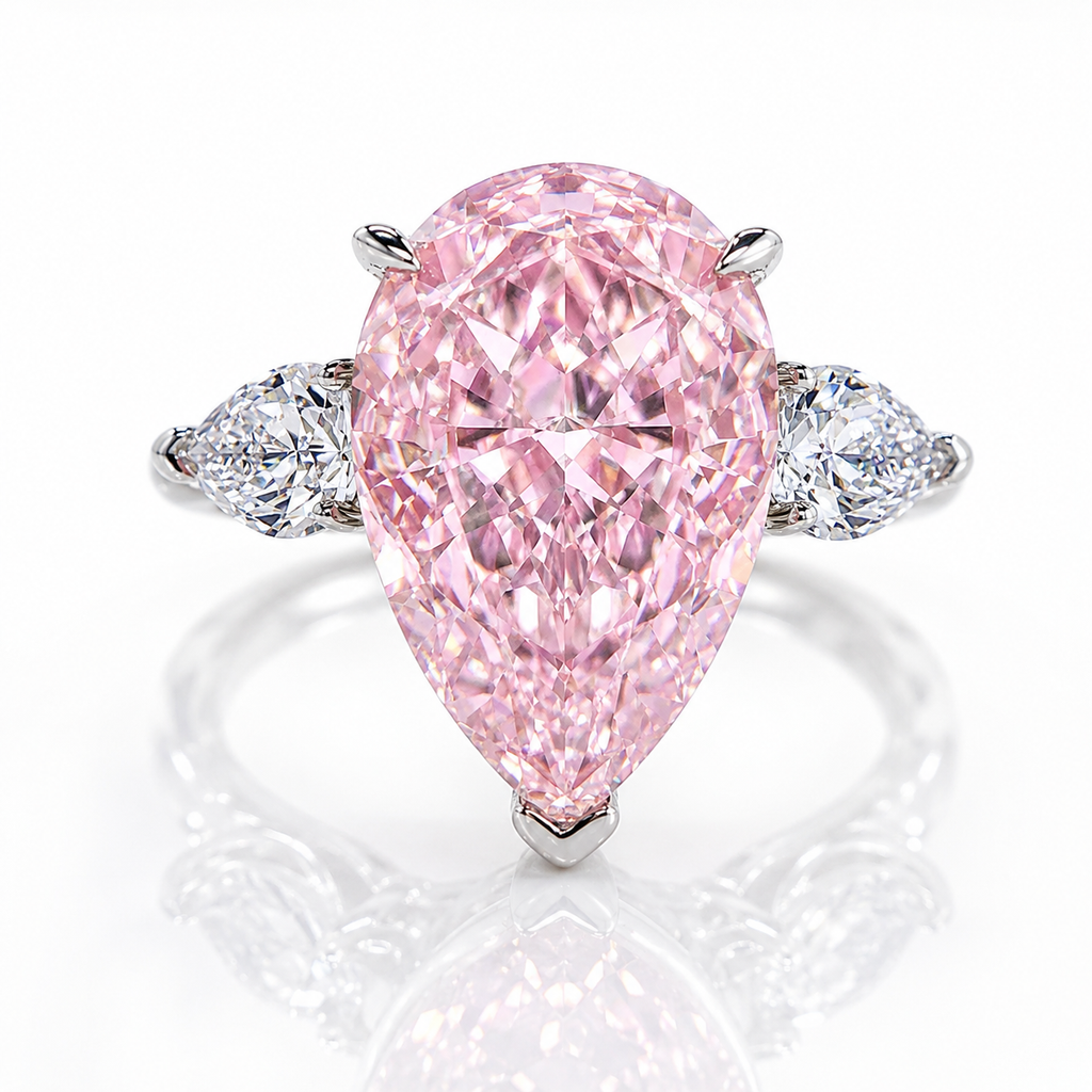 Fancy Pink Pear Diamond Ring in 18K White Gold | SEÓRA