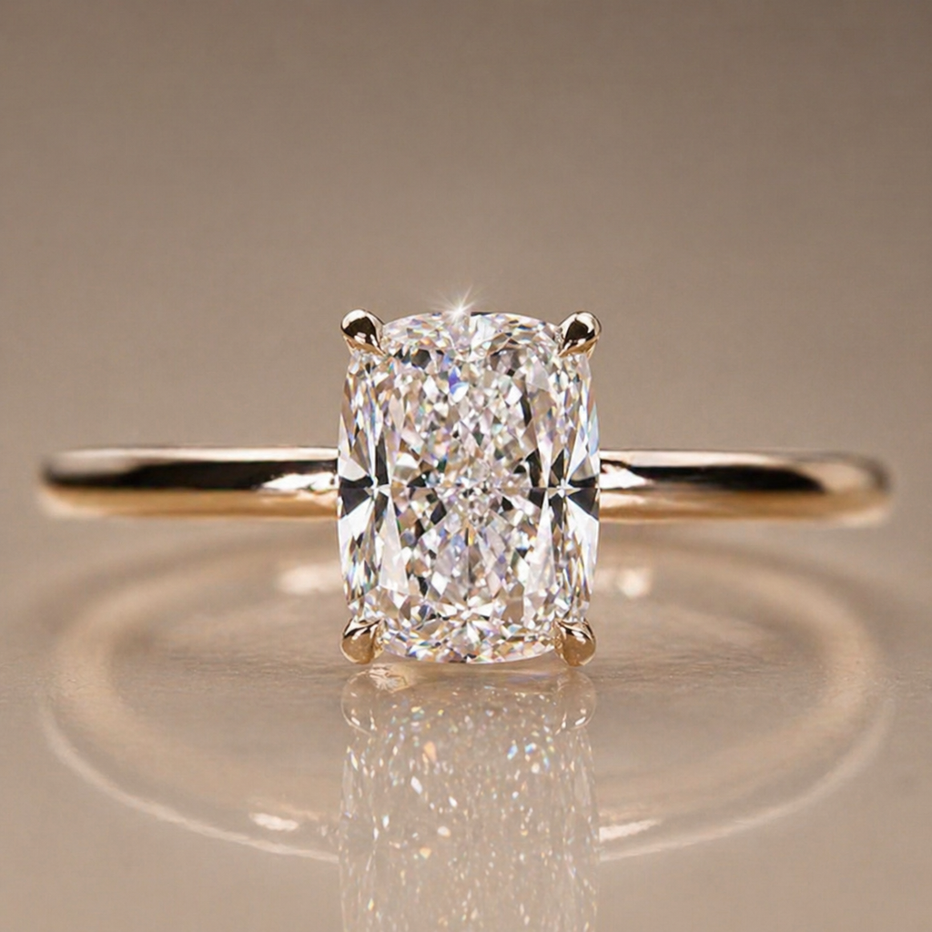 Custom Cut Solitaire 18K Gold or Silver Ring | SEÓRA