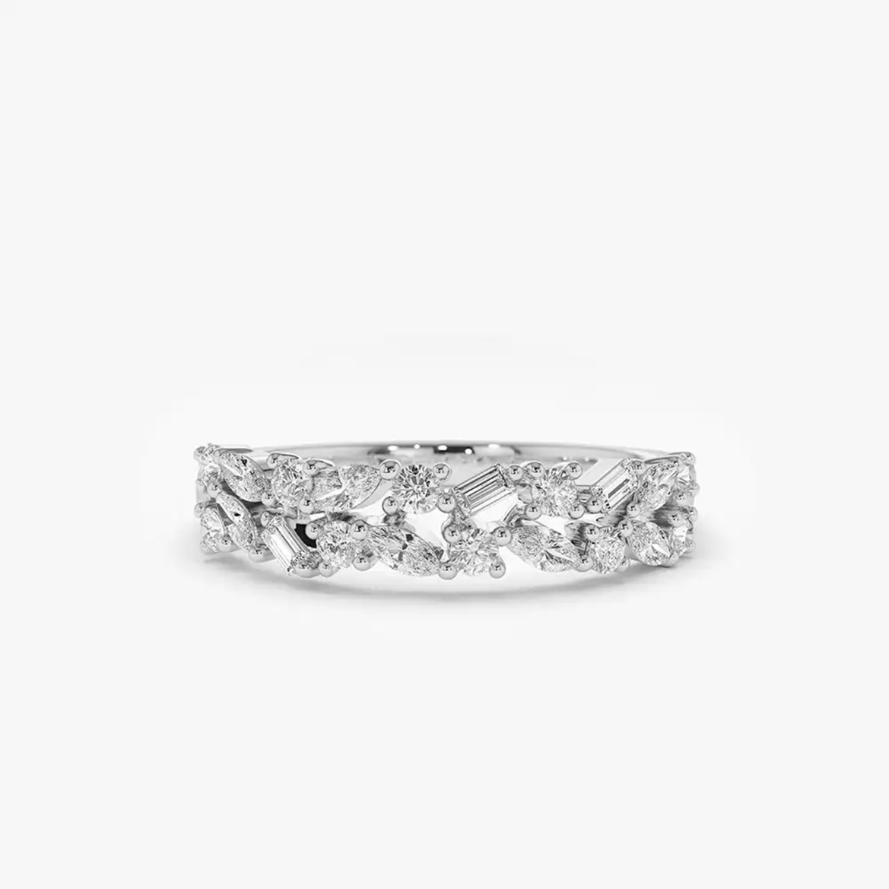 Gold Marquise & Baguette Ring | Moissanite Wedding Band | SEÓRA