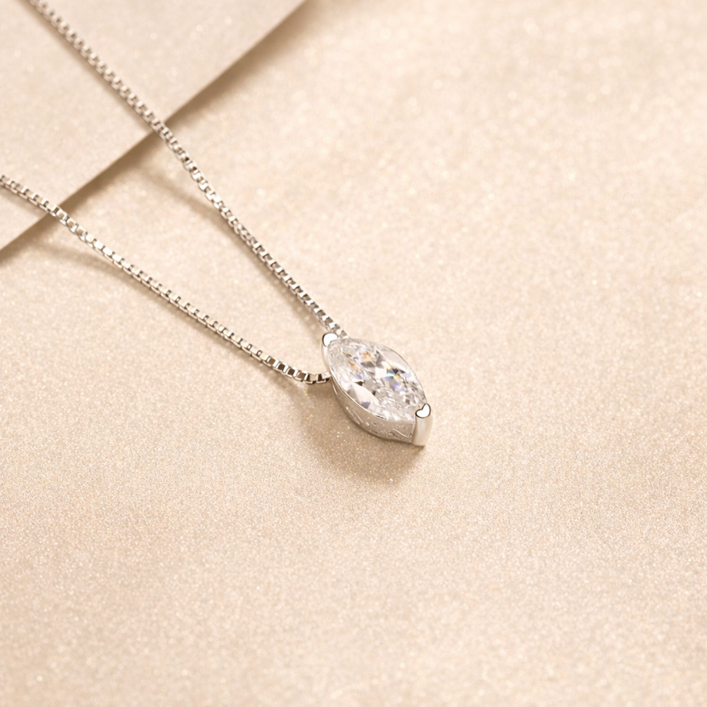 Marquise Cut Moissanite Necklace in Sterling Silver | SEÓRA