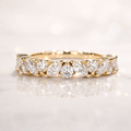 Marquise & Round Moissanite Half Eternity Ring – Silver |SEÓRA