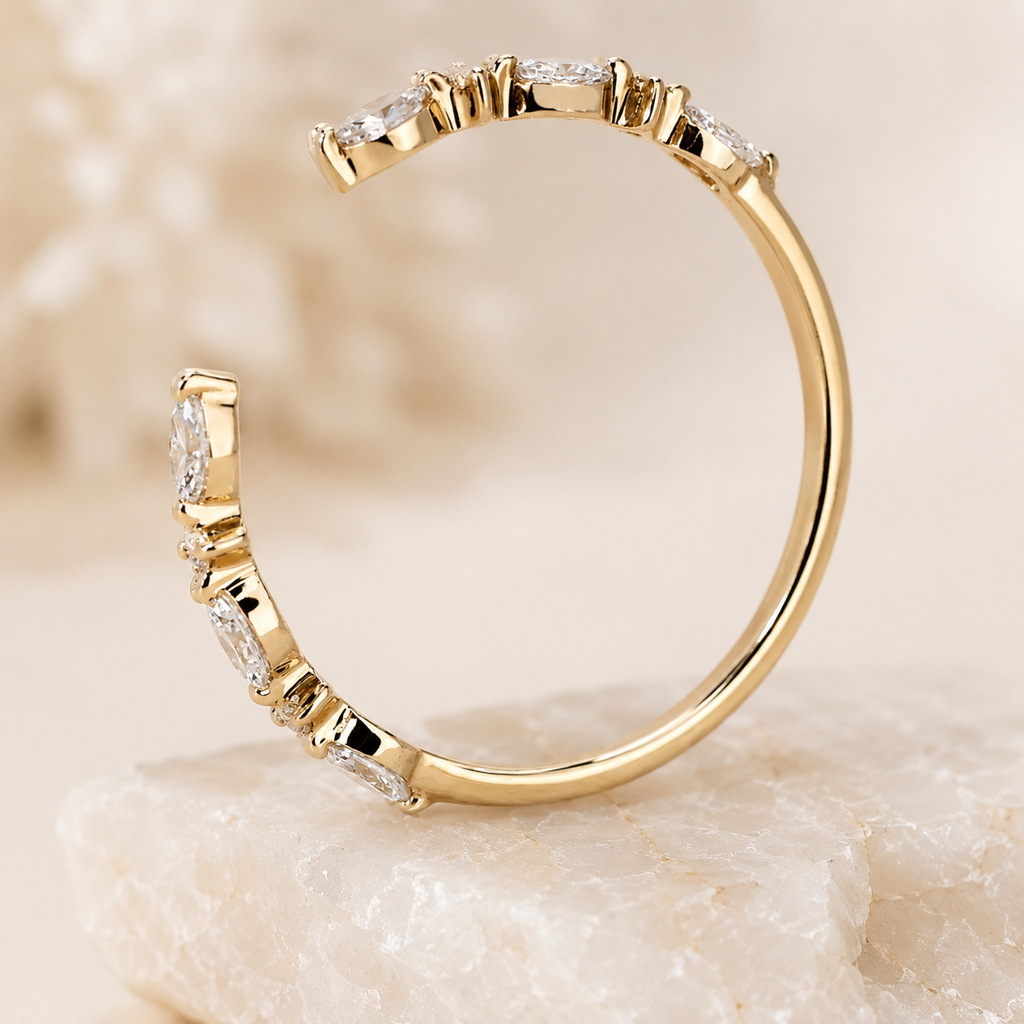 Open Marquise Moissanite Ring in 18K Gold | SEÓRA