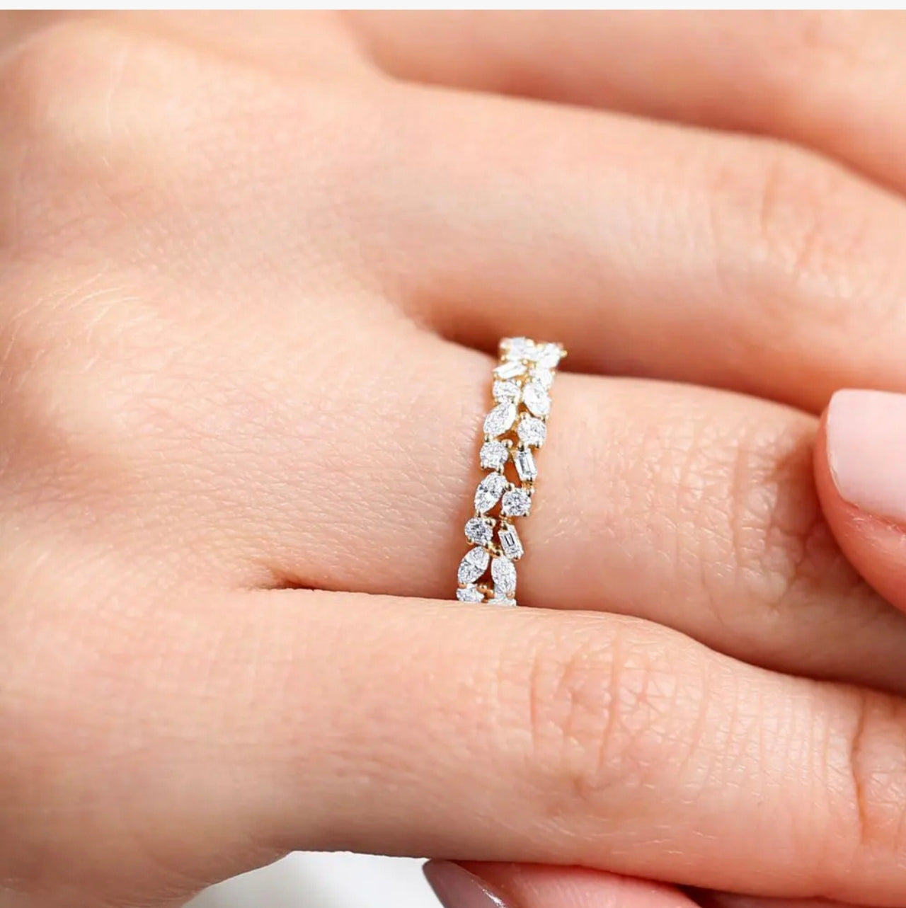 Gold Marquise & Baguette Ring | Moissanite Wedding Band | SEÓRA
