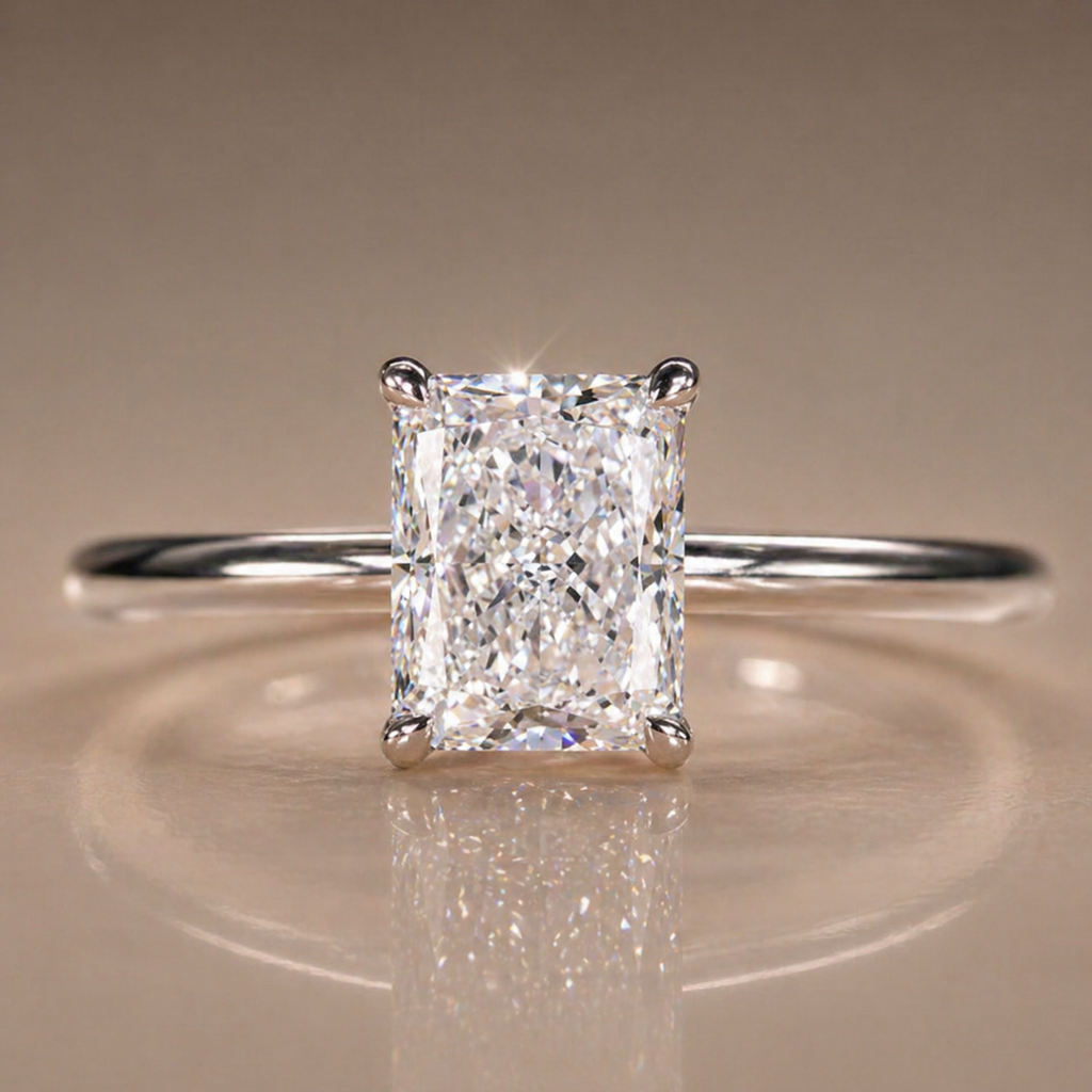 Custom Cut Solitaire 18K Gold or Silver Ring | SEÓRA