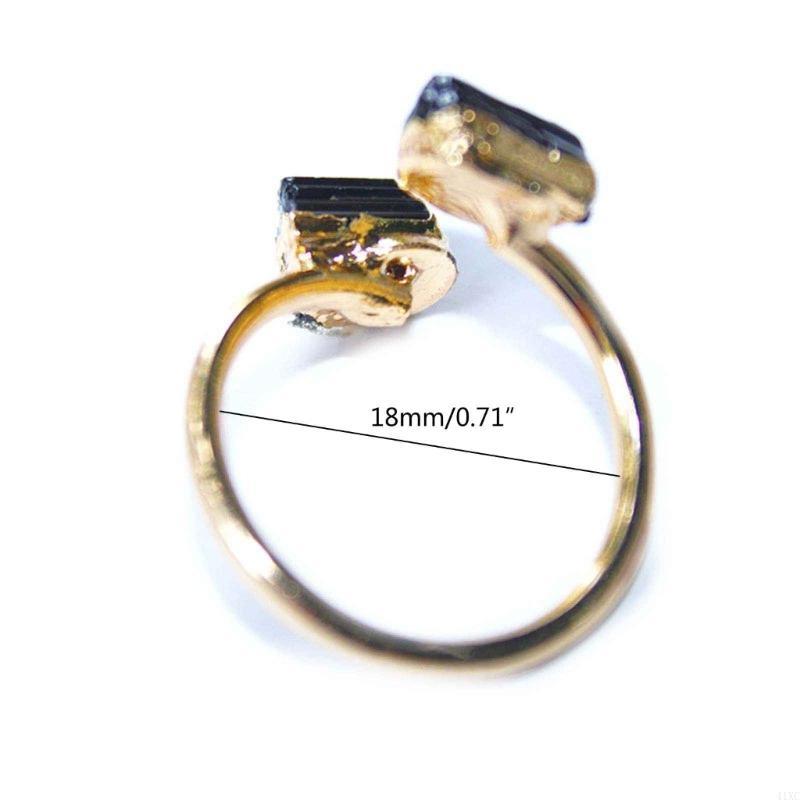 Raw Black Tourmaline adjustable ring, Reiki antique, black crystal, fashion dainty elegant women protection stone finger ring