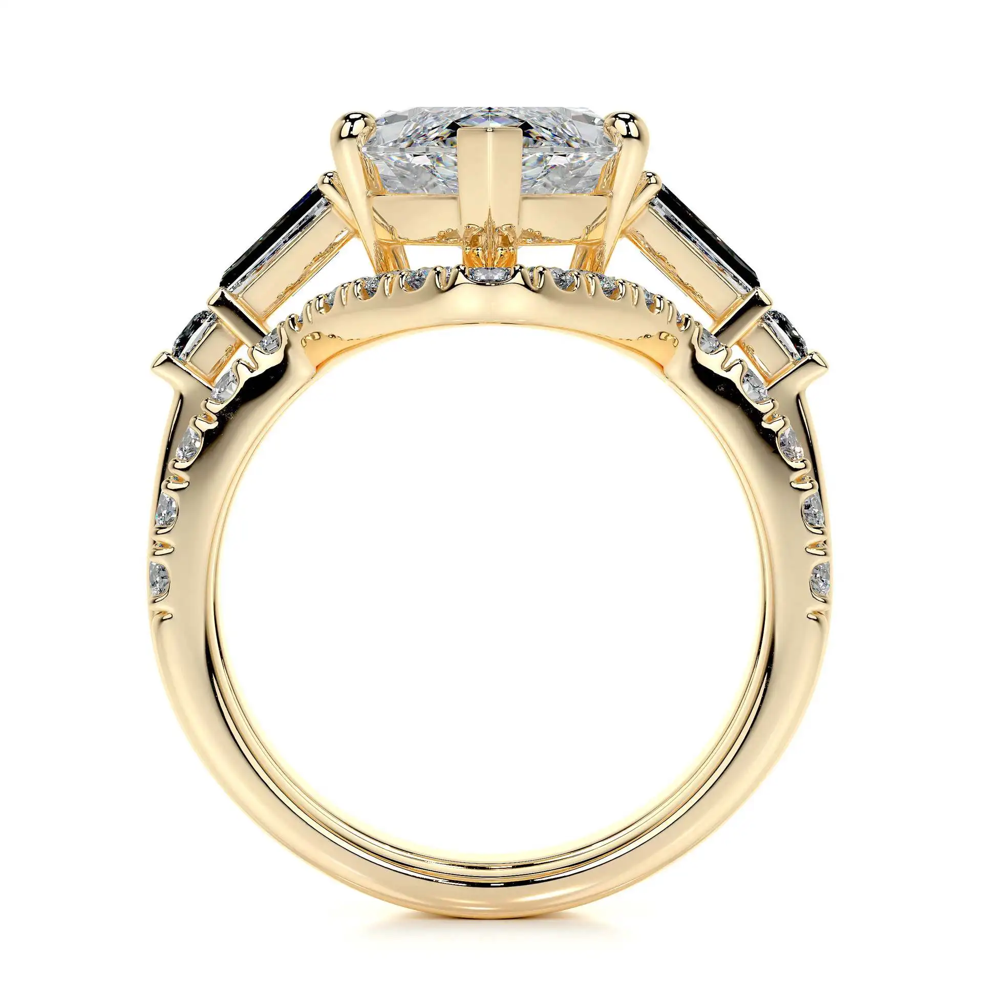 5 Carat Marquise Moissanite Bridal Set in Silver | Five Stone Engagement Ring Set