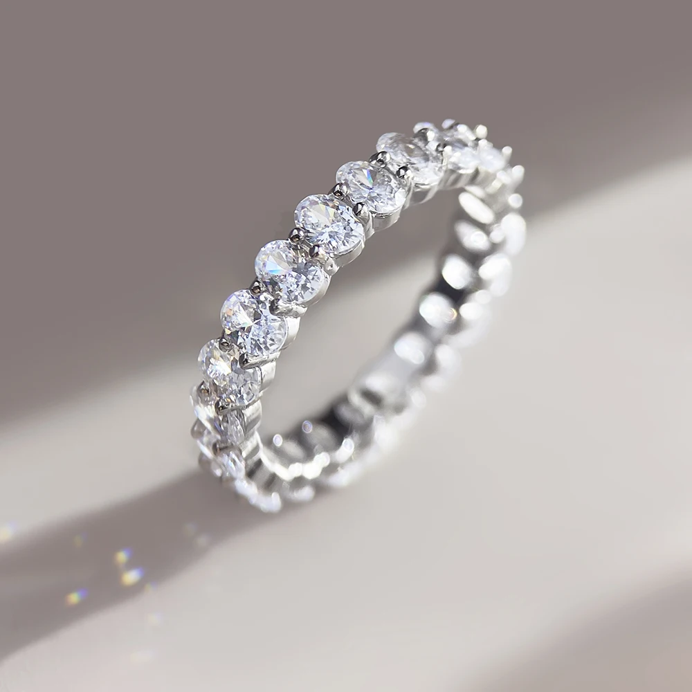 Oval Moissanite Eternity Ring in Silver | Wedding Band | Anniversary Ring | SEORA