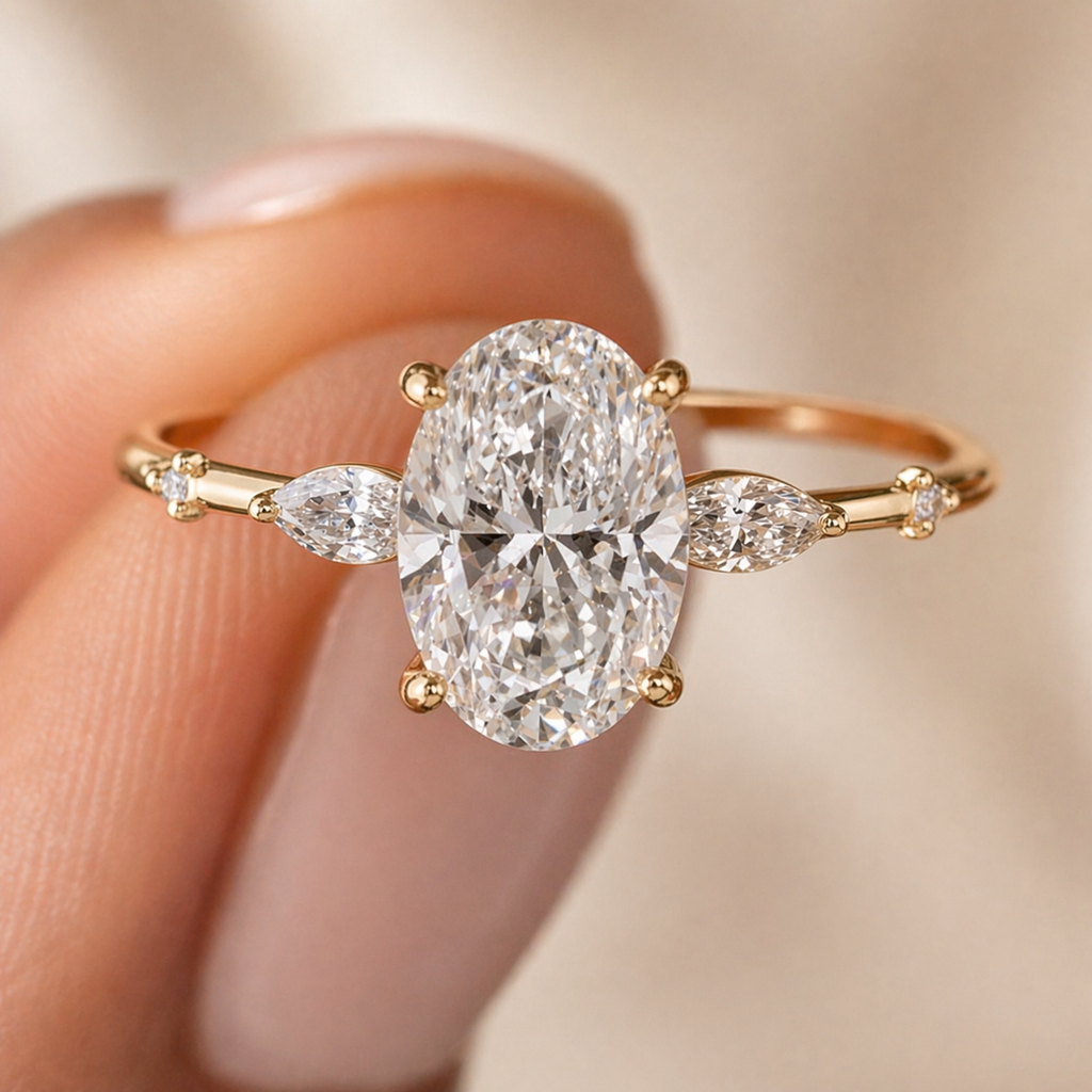 Oval Moissanite Ring 2CT in 18K Gold – Engagement Ring | SEÓRA