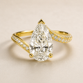 Pear Cut Halo Moissanite Ring –  Gold Band | SEÓRA