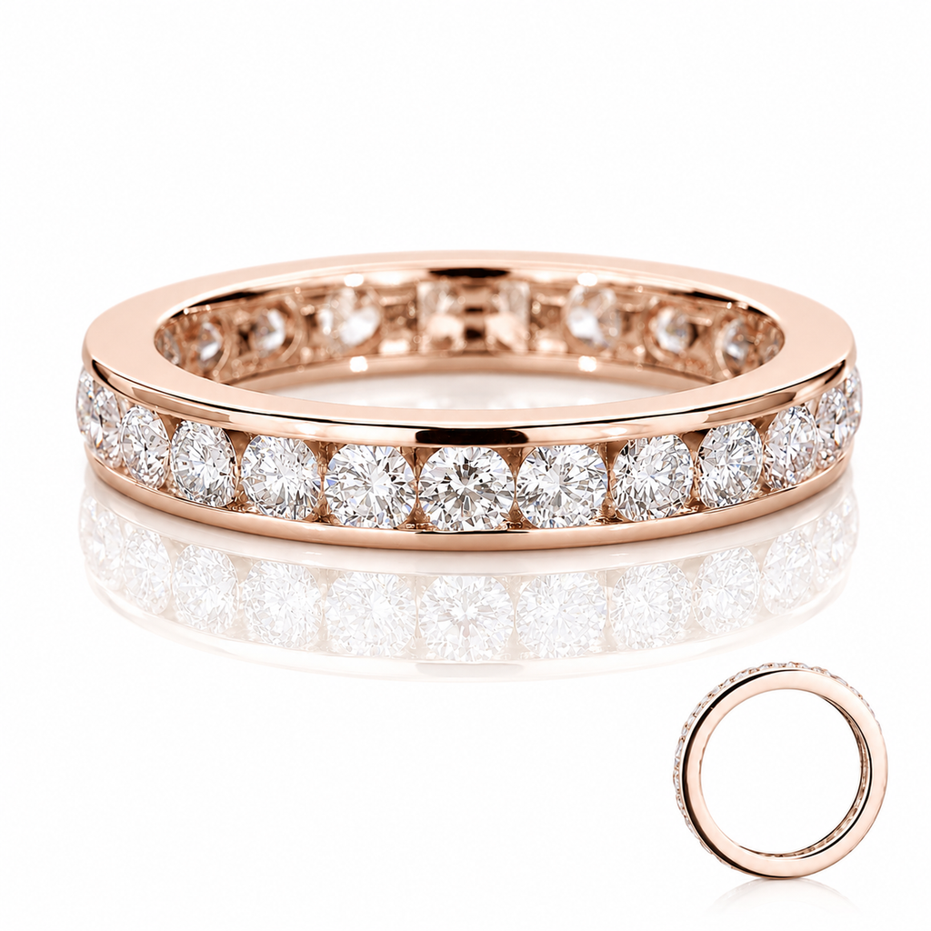 Moissanite Eternity Ring | 925 Sterling Silver Wedding Band | Anniversary Ring
