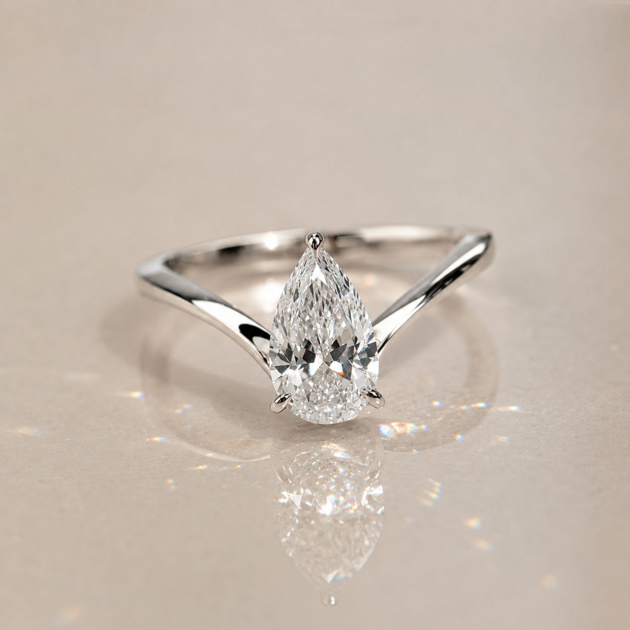 Pear Cut Moissanite Open Wrap Ring – 18K Gold