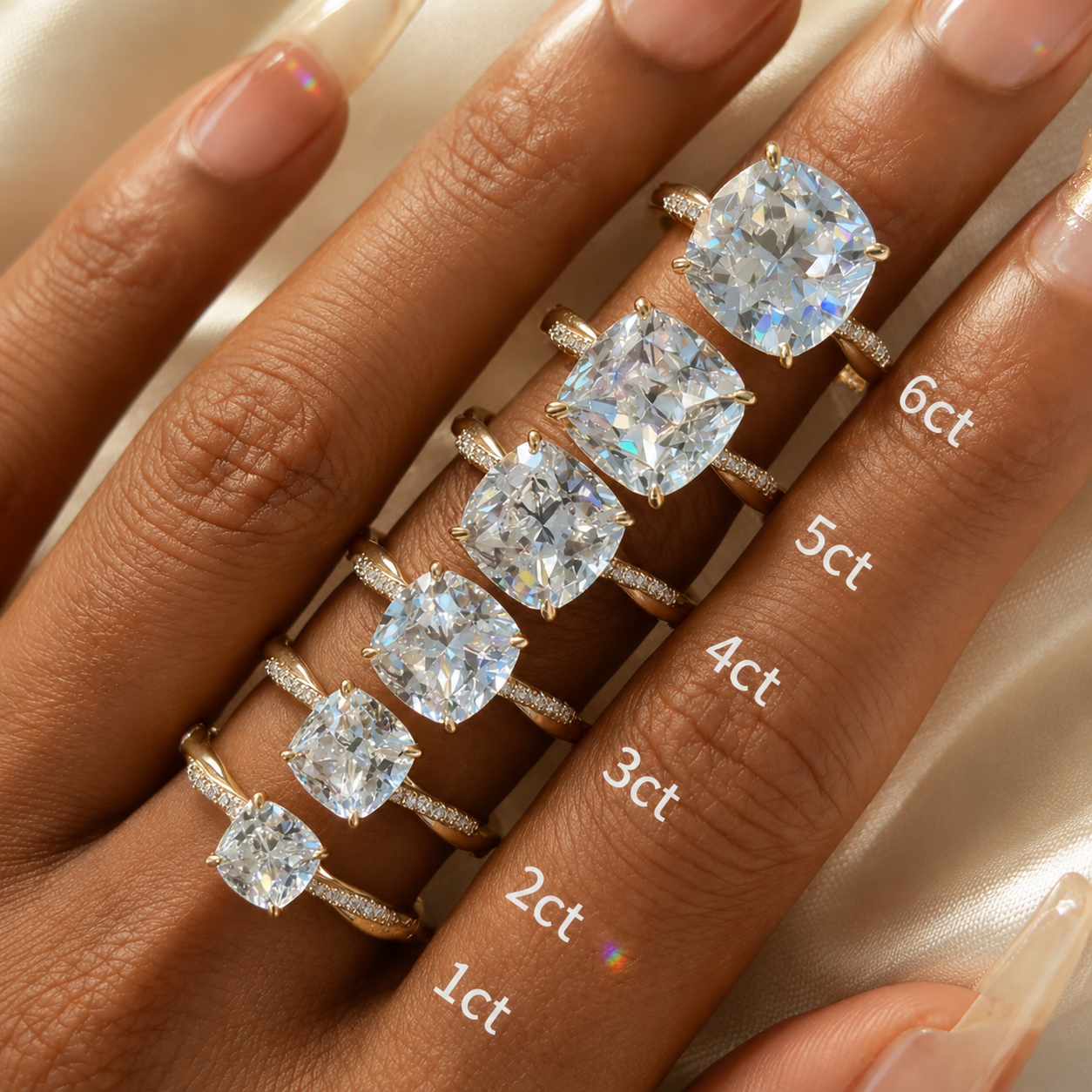 Custom Moissanite Engagement Ring | 1–6 CT | All Stone Cuts | 925 Sterling Silver | SEÓRA