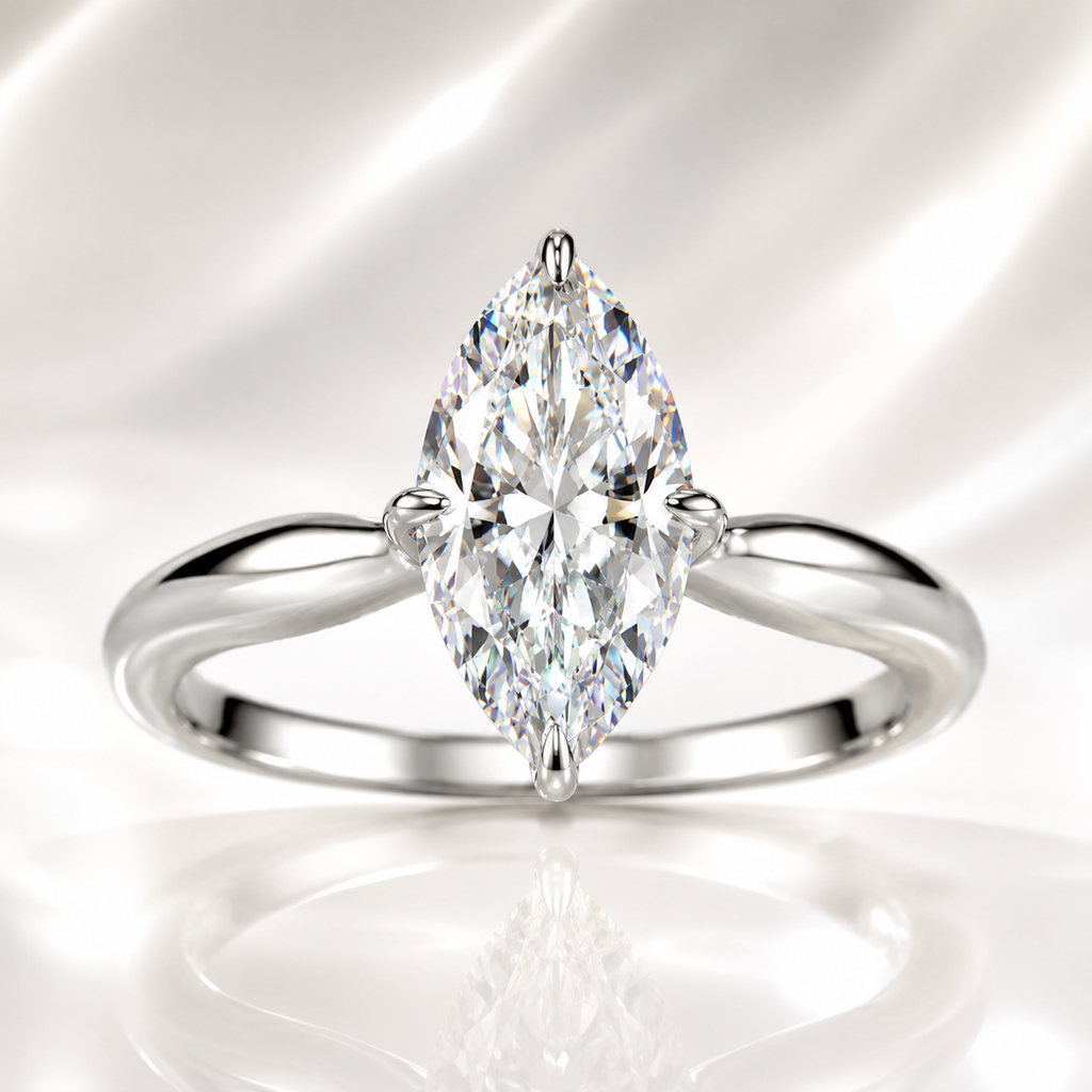 2CT Marquise Moissanite Bridal Ring Set in Sterling Silver | 3 Ring Wedding Set | Stackable Engagement Rings