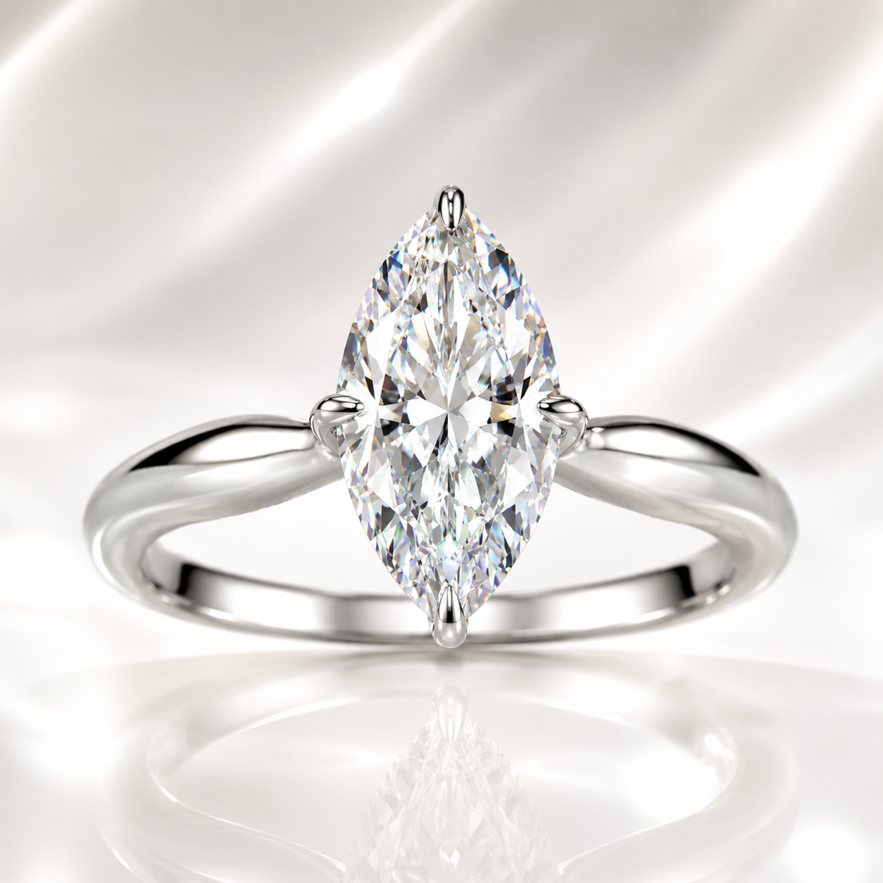 2CT Marquise Moissanite Bridal Ring Set in Sterling Silver | 3 Ring Wedding Set | Stackable Engagement Rings