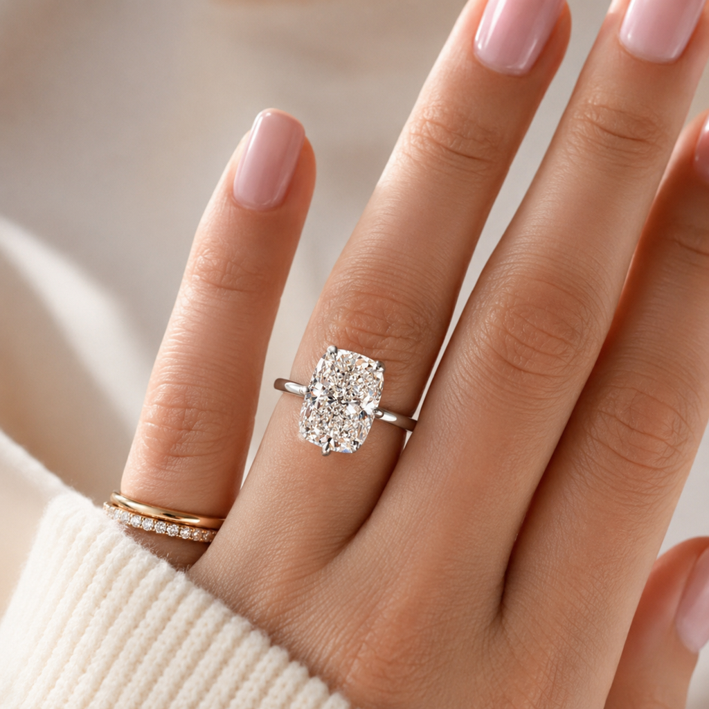 4CT Radiant Moissanite Solitaire Ring in 18K Gold | SEÓRA