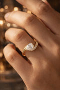 SEÓRA | Statement Drop Ring, CZ Brass Band