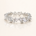 Alternating Baguette & Round Moissanite Eternity Ring | 925 Sterling Silver Wedding Band | SEÓRA