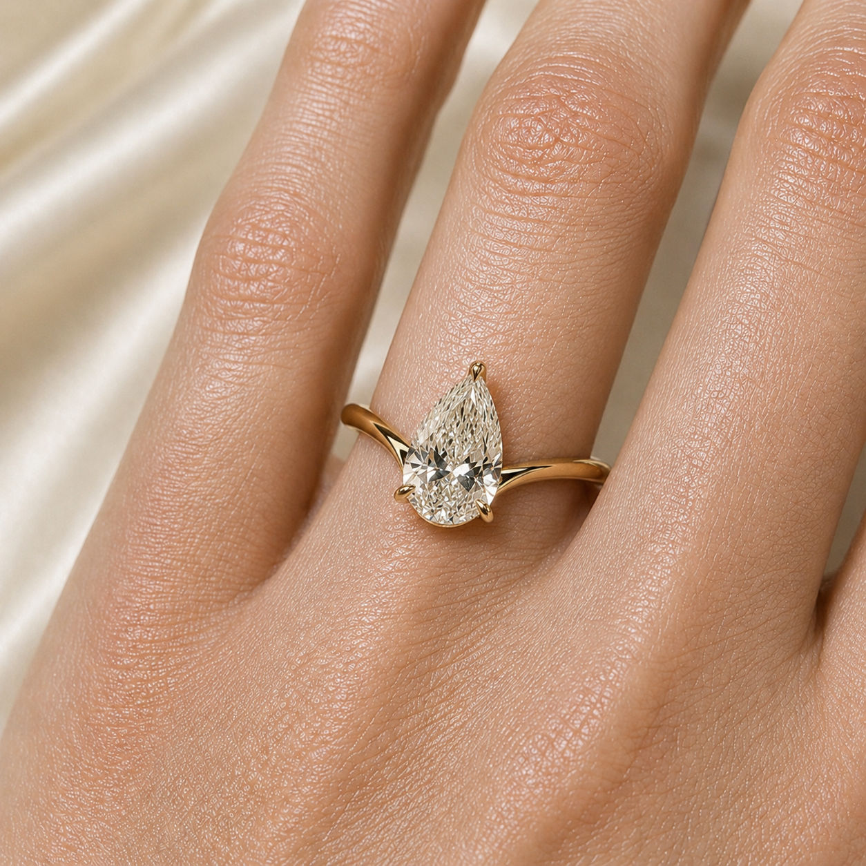 Pear Cut Moissanite Open Wrap Ring – 18K Gold