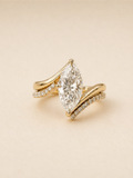 Marquize Cut Halo 3CT Moissanite Double-layer Ring  in Silver  | SEÓRA