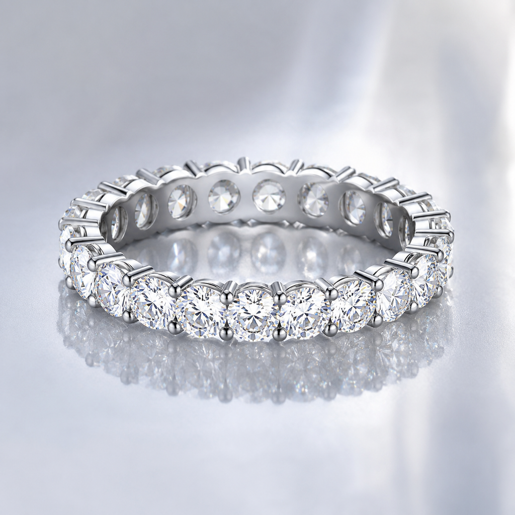 Oval Moissanite Eternity Ring in Silver | Wedding Band | Anniversary Ring | SEORA